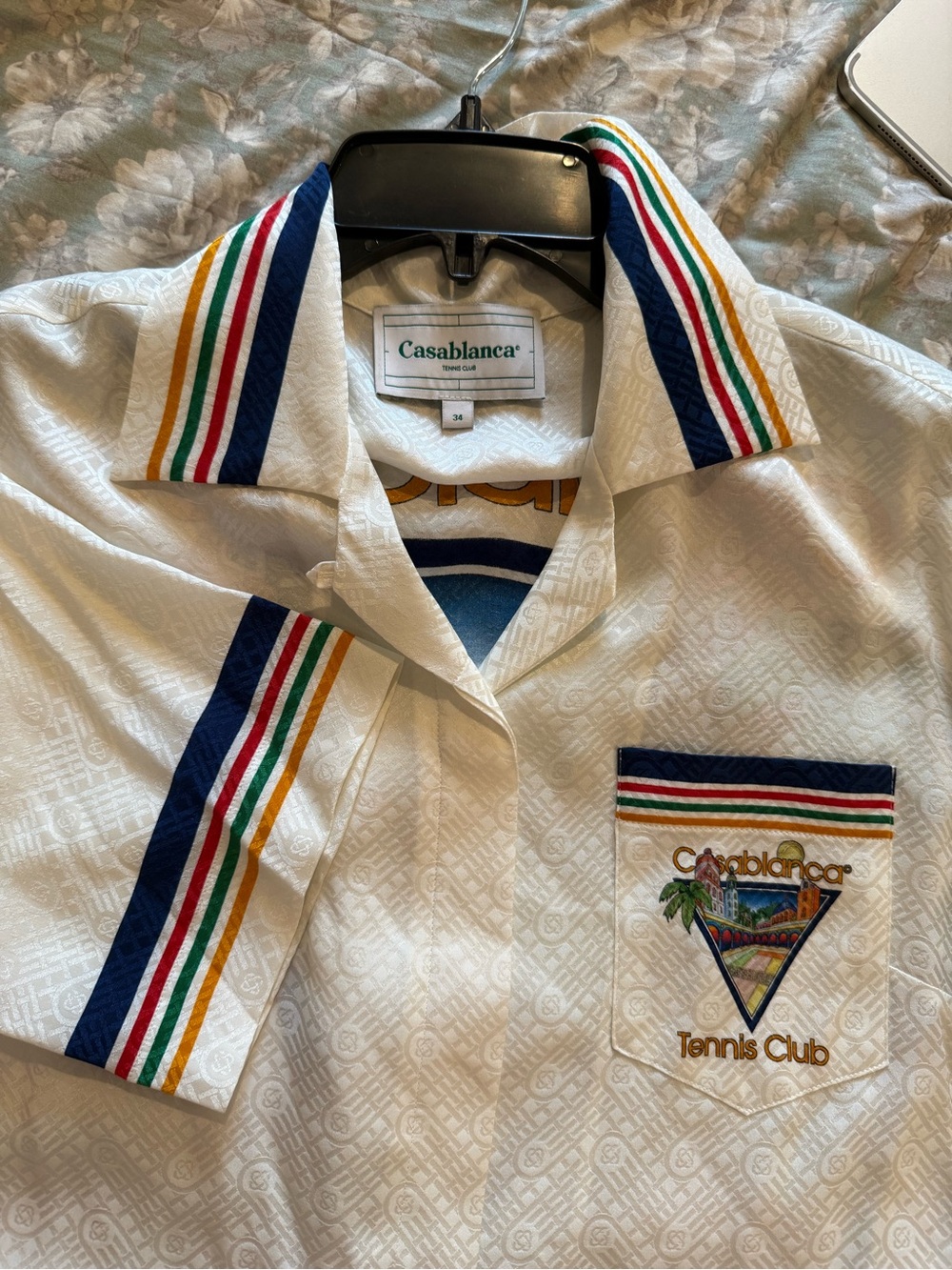Casablanca White Tennis Club Embroidered Short-Sleeve Shirt
